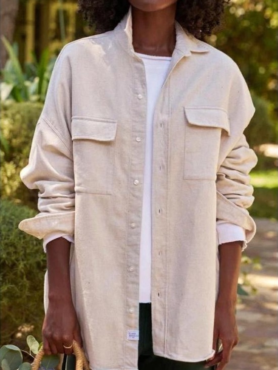 Frank & Eileen Tops - Frank & Eileen McLoghlin Natural Italian Brushed Canvas Shirt Jacket M/L